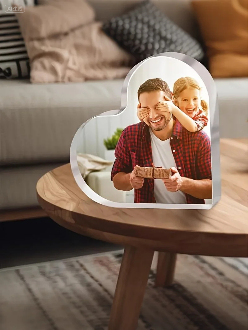 Personalized Heart-Shaped Acrylic Photo Display Stand
